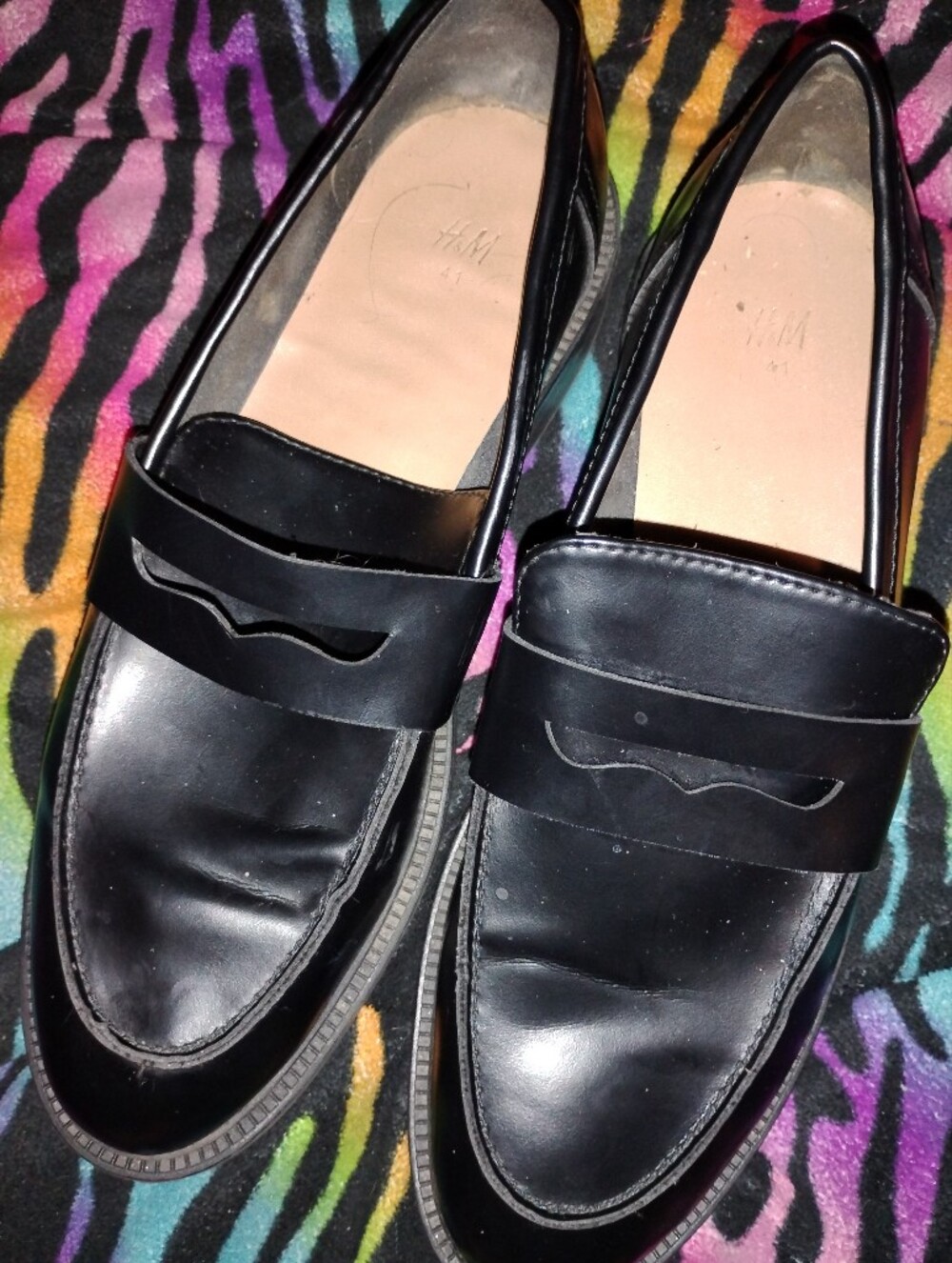 H&M Black Slip-On Loafers with Cutout Detail